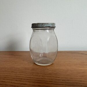 Hellmann's mayonnaise 1940s Vintage Glass Jar Metal Lid